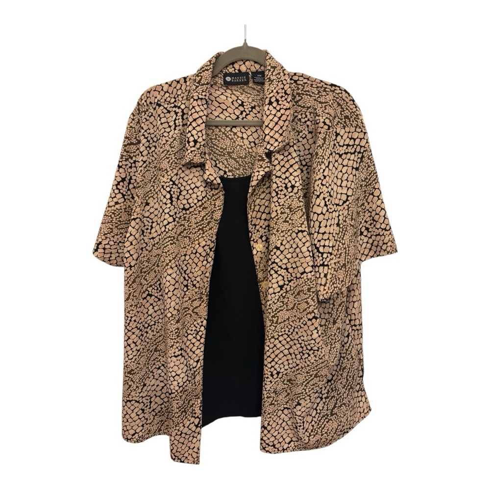 Maggie Barnes Neutral Snakeskin Animal Print Top | Classic Dressy Blouse 24W